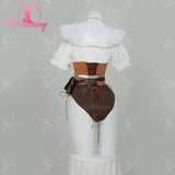 MOBBUNNY Women's Ciri Derivative Cosplay Costume Sexy Bodysuit Medieval Halloween Lingerie Set Bodycon with Belt Gloves and Bag - PrimeandBeauty