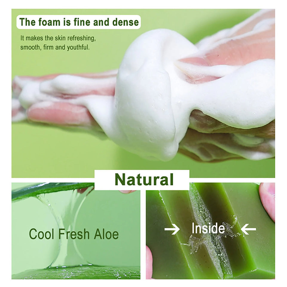 KYLIEFIT Cool Fresh Aloe Soap Bar, Reduce Acne and Black Spots, Clean Skin, Oil Control, Exfoliation, For Face And Body Use - PrimeandBeauty
