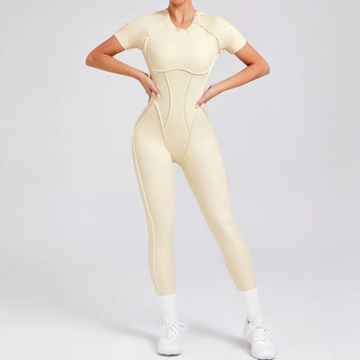 New Autumn/Winter Women's One-piece Yoga Jumpsuit leggings Long-sleeved Sexy Backless Slim Fit Sports Outfit - PrimeandBeauty