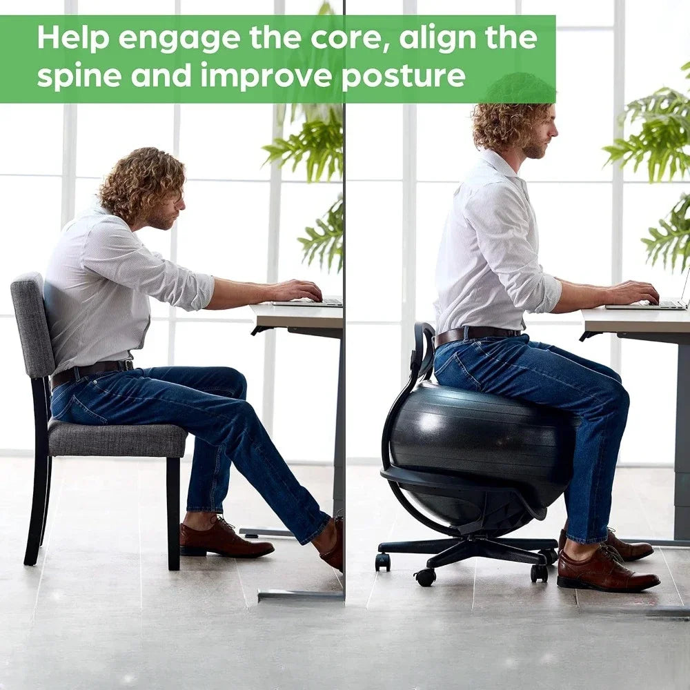 Ultimate Balance Ball Chair - Premium Exercise Stability Yoga Ball Ergonomic Chair for Home and Office Desk - PrimeandBeauty