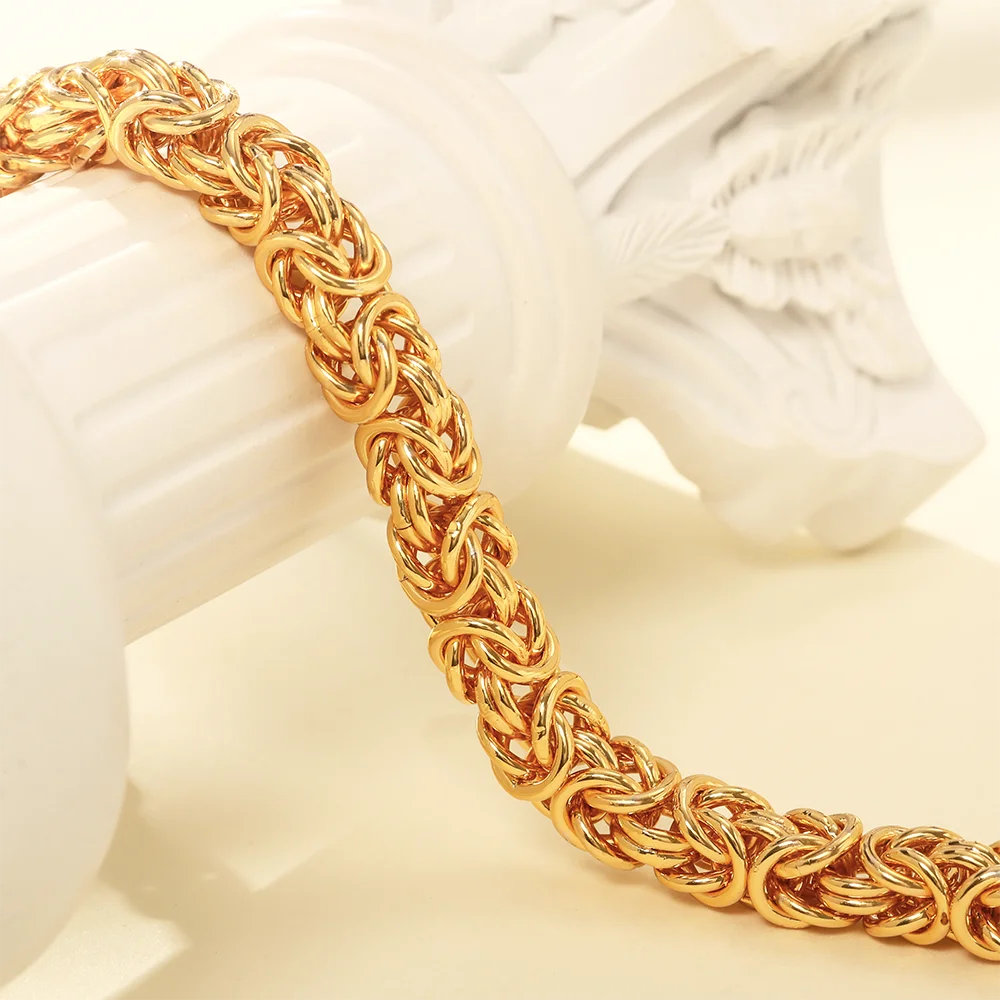 18K Gold Plated 8 Inches Braided Bracelet for Women Men 925 Sterling Silver Fashion Charm Couple Gift Jewelry Accessories USA - PrimeandBeauty