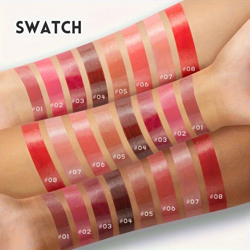 Waterproof Lipstick with Glass Mirror and Plumping Effect Non-Stick Nude Shades,Matte Lip Gloss For Plumper Looking Lips