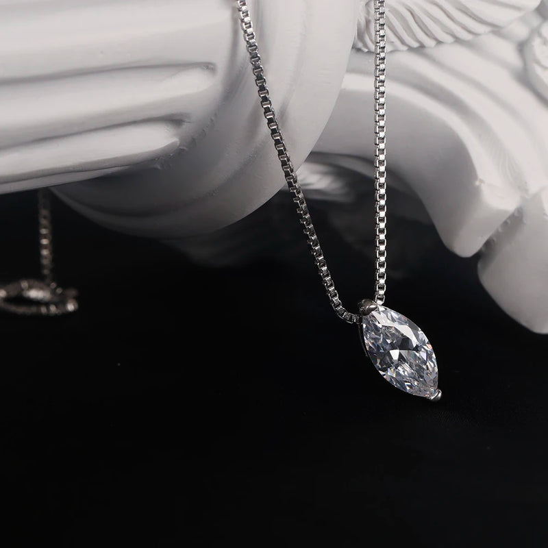 New 5*10mm 1CT Marquise Cut Moissanite Diamond Necklace for Women Certified 925 Sterling Silver Neck Chain Party Jewelry Gift - PrimeandBeauty