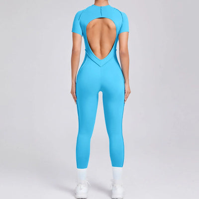 New Autumn/Winter Women's One-piece Yoga Jumpsuit leggings Long-sleeved Sexy Backless Slim Fit Sports Outfit - PrimeandBeauty