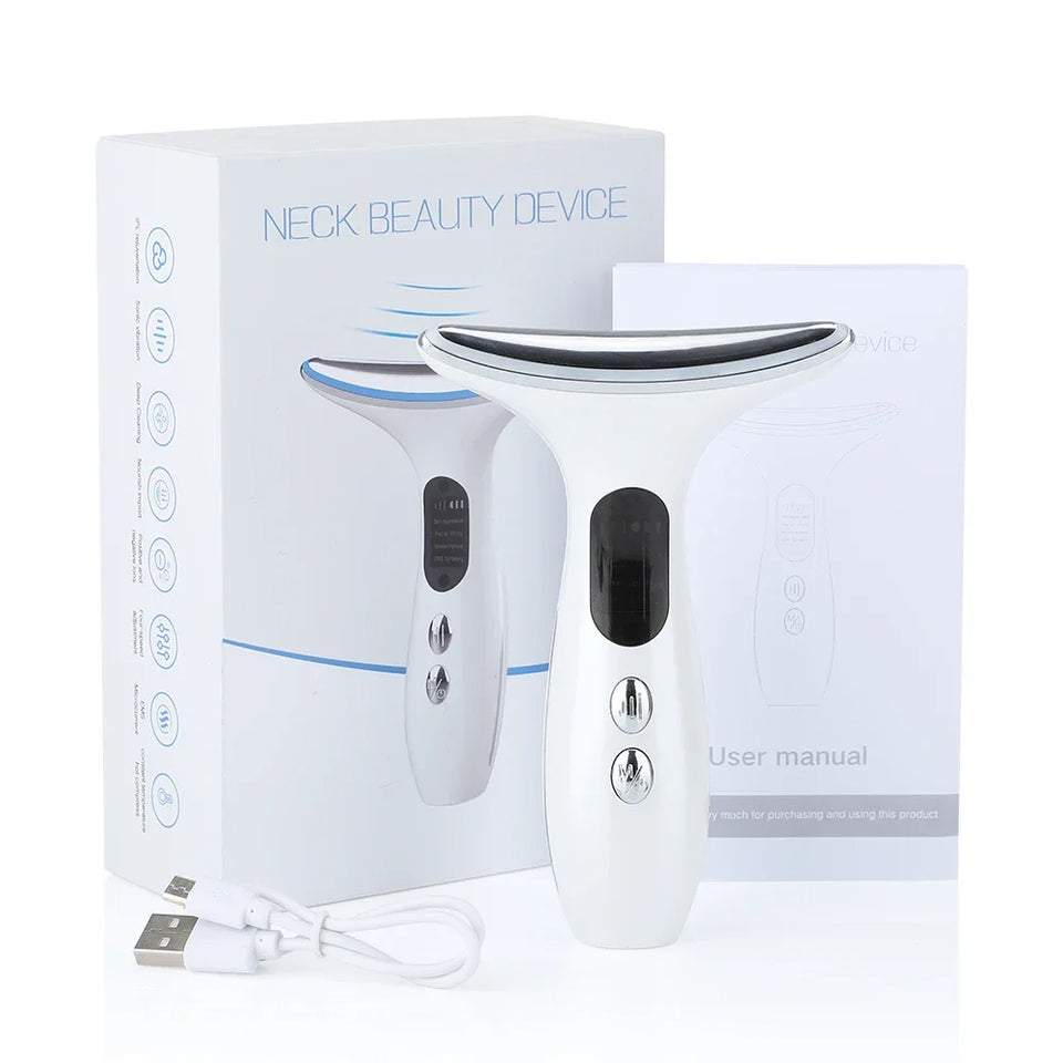 Emeka Neck Beauty Device EMS Microcurrent Chin Facial Lifting LED Firming Rejuvenation Anti Wrinkle Skin Care Face Massager