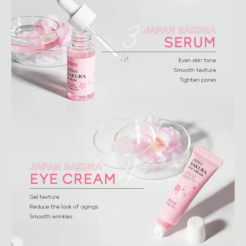 6pcs Sakura Skincare Set – Face Cream, Serum & Toner Collection