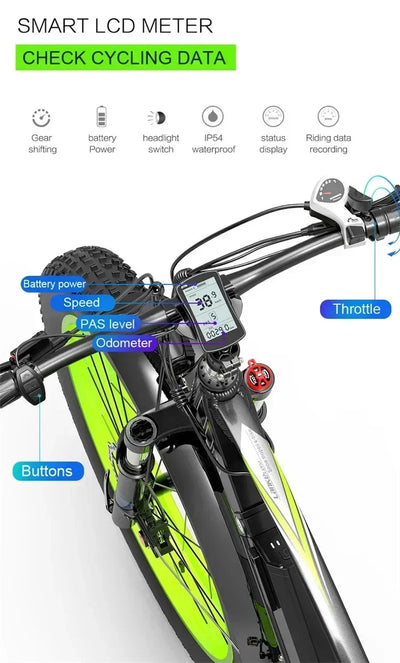 E-bike Vélo électrique à grosse opathie pour adulte, Moteur 1000W, batterie 17,5 AH, 7 vitesses, carton hydraulique, XC4000