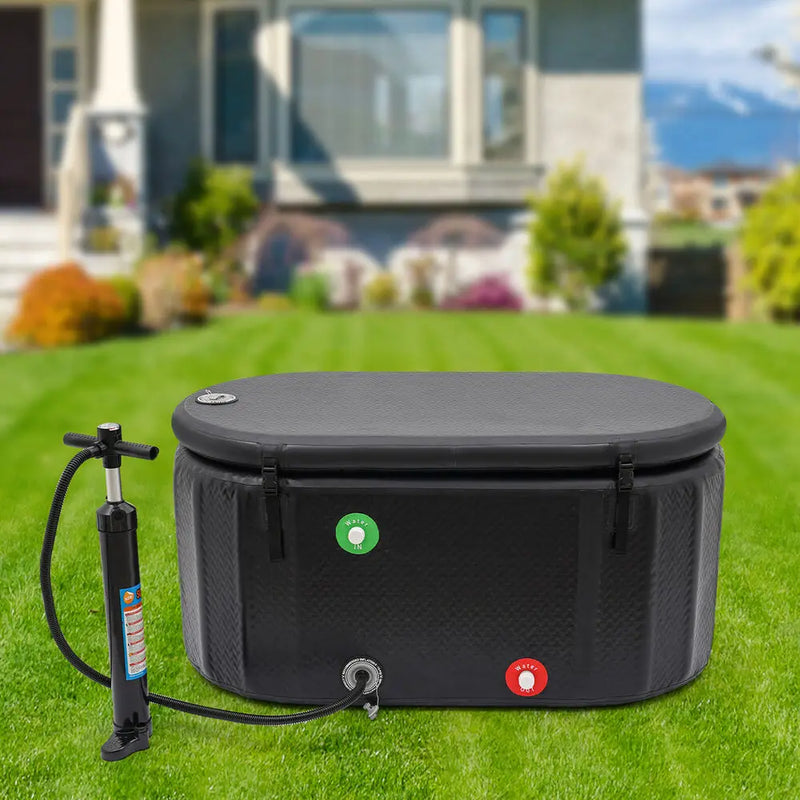 Large 370 Litre Ice Bath Inflatable Cold Water Therapy Tub Compact Immersion Tray - PrimeandBeauty