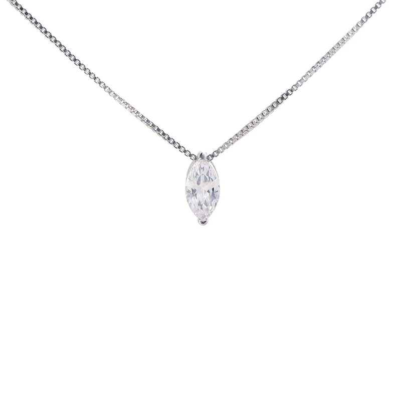 New 5*10mm 1CT Marquise Cut Moissanite Diamond Necklace for Women Certified 925 Sterling Silver Neck Chain Party Jewelry Gift - PrimeandBeauty
