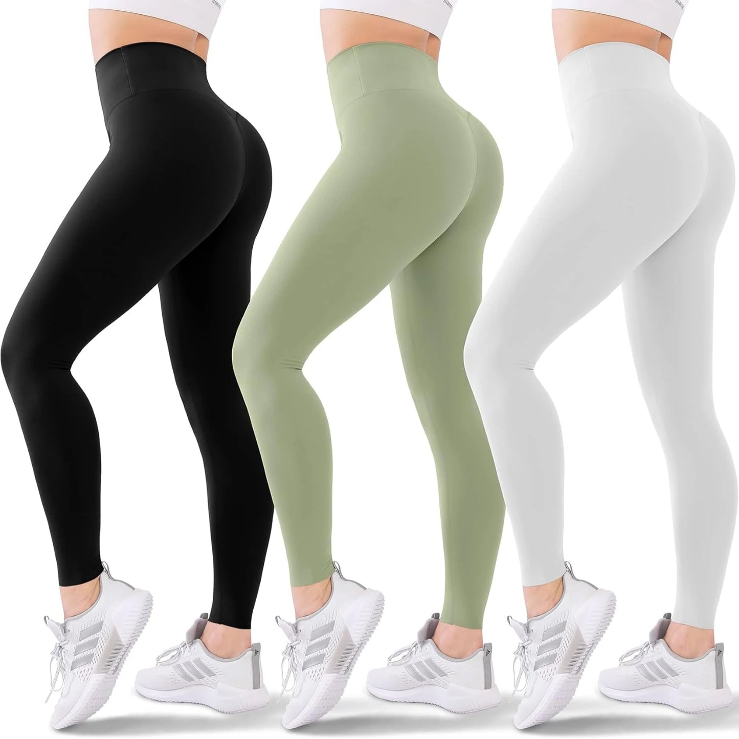 Flattering, cozy, and chic high-waisted athletic leggings 3-Pack for women - Perfect for running, yoga, and workouts - Comfortab - PrimeandBeauty