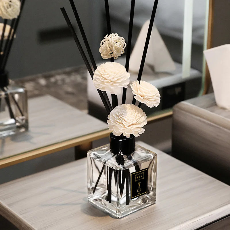 Flameless Home Fragrance Freesia Lavender Aromatherapy Oil with Reed Diffuser Stick Liquid Air Freshener Room Decor Ornaments - PrimeandBeauty