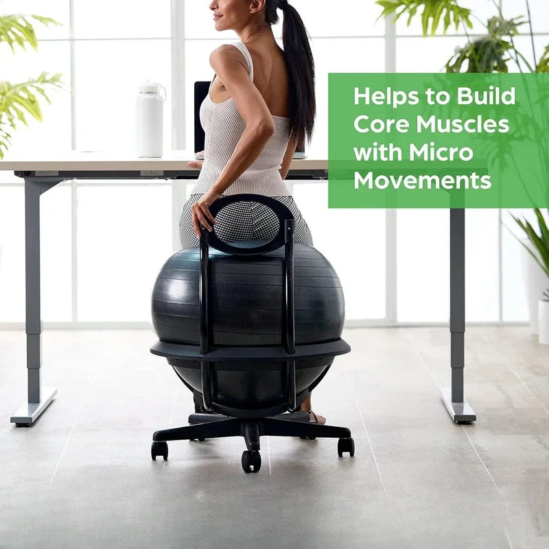 Ultimate Balance Ball Chair - Premium Exercise Stability Yoga Ball Ergonomic Chair for Home and Office Desk - PrimeandBeauty