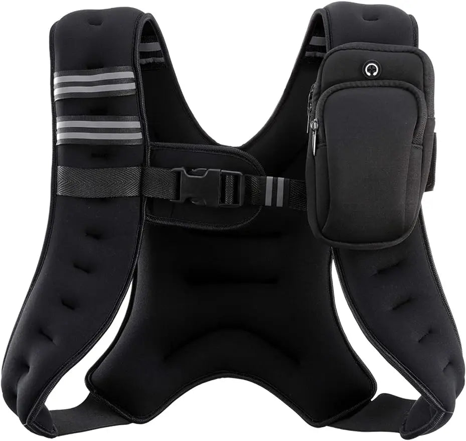 Weighted Vest, 6lb/8lb/12lb/16lb/20lb/25lb/30lb Weight Vest with Reflective Stripe for Workout, Strength Training, - PrimeandBeauty