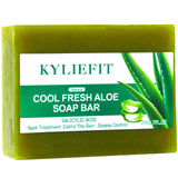 KYLIEFIT Cool Fresh Aloe Soap Bar, Reduce Acne and Black Spots, Clean Skin, Oil Control, Exfoliation, For Face And Body Use - PrimeandBeauty