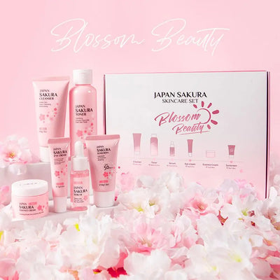 6pcs Sakura Skincare Set – Face Cream, Serum & Toner Collection