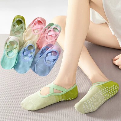 Cotton Gradient Color Invisible Boat Socks Professional Fitness Anti-slip Yoga Socks Pilates Socks Gym Fitness Sports Socks - PrimeandBeauty