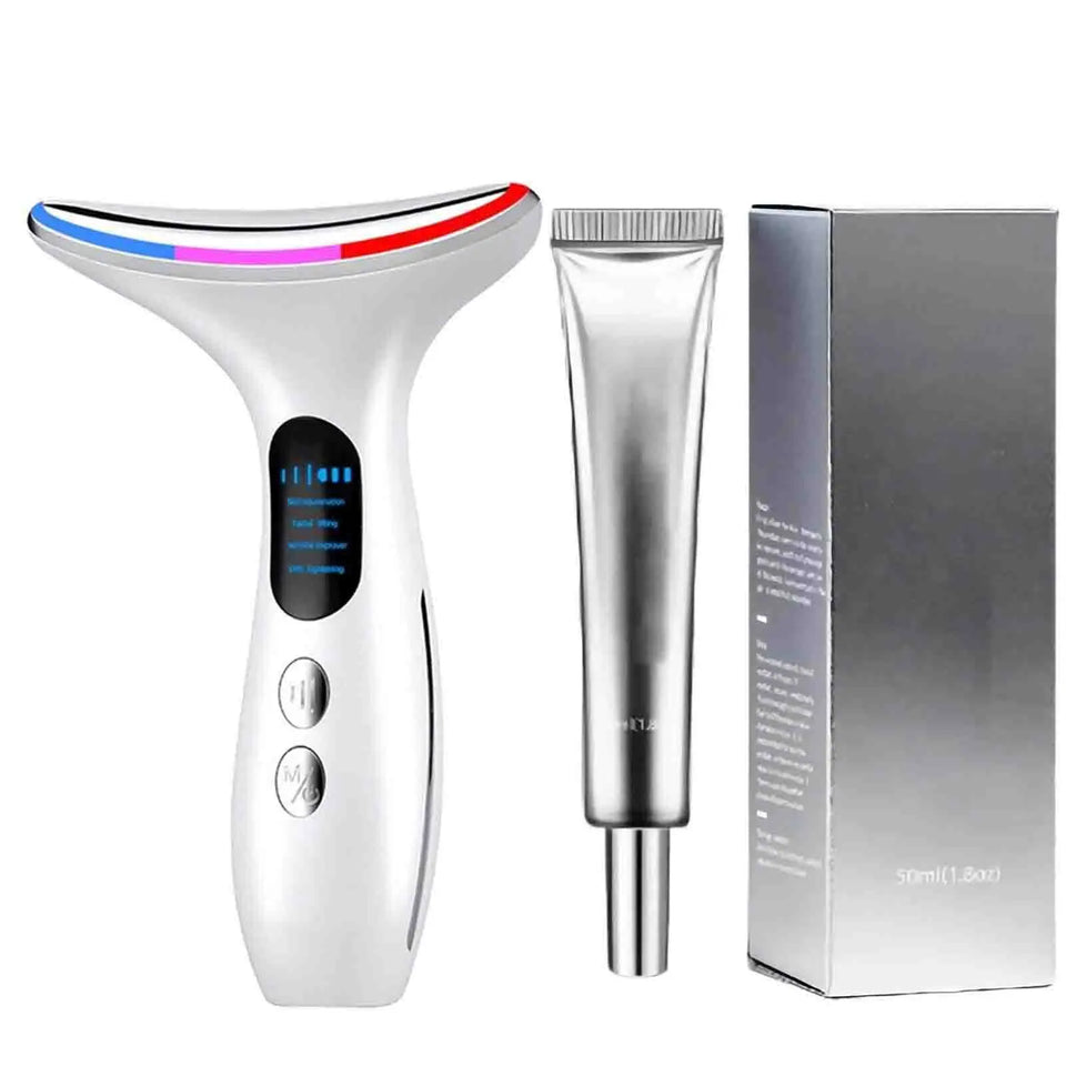 Neck Skin Care Massager Comfortable Facial Massager Face and Neck Beauty Device for Skin Care Adults Men and Women White
