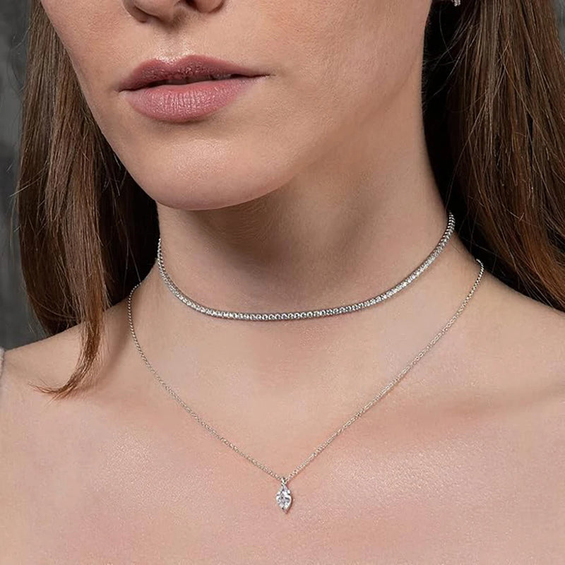 New 5*10mm 1CT Marquise Cut Moissanite Diamond Necklace for Women Certified 925 Sterling Silver Neck Chain Party Jewelry Gift - PrimeandBeauty