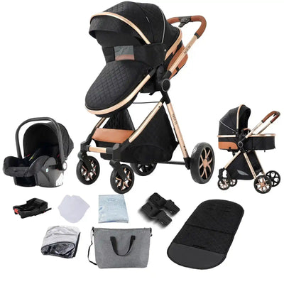Baby Stroller 3‑in‑1 Travel System Pushchair Lightweight Pram from Birth All‑Terrain Baby Buggy Compact Fold Stroller Summer - PrimeandBeauty