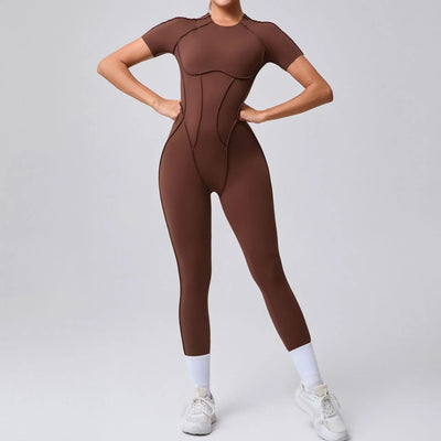 New Autumn/Winter Women's One-piece Yoga Jumpsuit leggings Long-sleeved Sexy Backless Slim Fit Sports Outfit - PrimeandBeauty