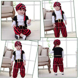 Baby Boys Girls Captain Pirate Costume Infant Toddler Romper Jumpsuit Umorden Halloween Purim Party Fancy Dress Red Stripe - PrimeandBeauty