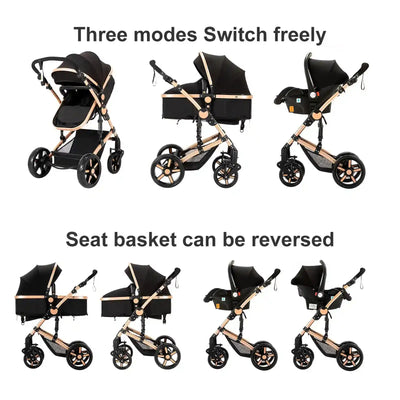 High quality newborn Lightweight  Baby Stroller  Folding Cart  Comfort Baby Stroller 3 in 1 Child Safety Seat With ISOfix - PrimeandBeauty