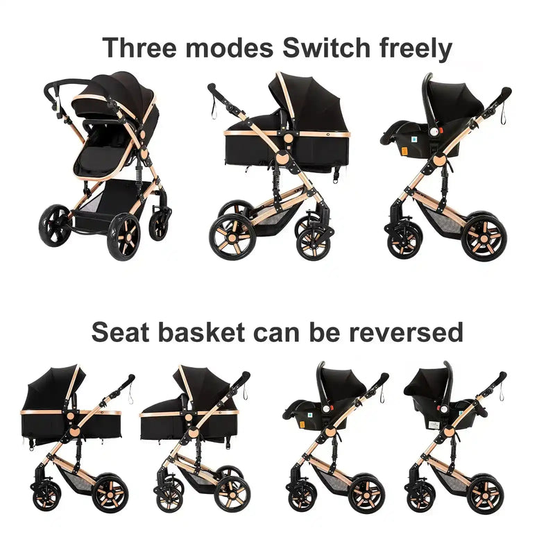 High quality newborn Lightweight  Baby Stroller  Folding Cart  Comfort Baby Stroller 3 in 1 Child Safety Seat With ISOfix - PrimeandBeauty