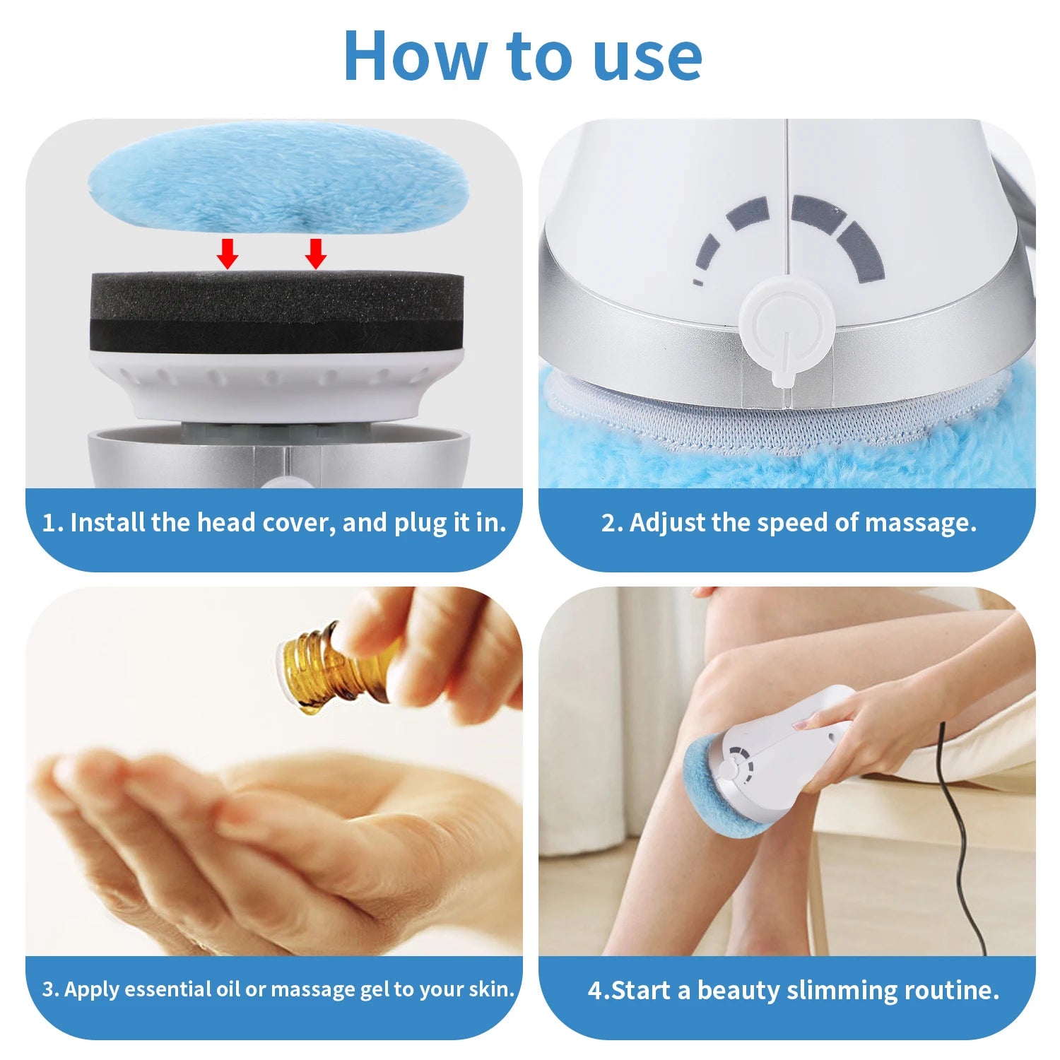 Advanced Body Shaping Massage And Cellulite Fighter, Handheld Body Sculpting Massager With 3 Reusable Pads, - PrimeandBeauty