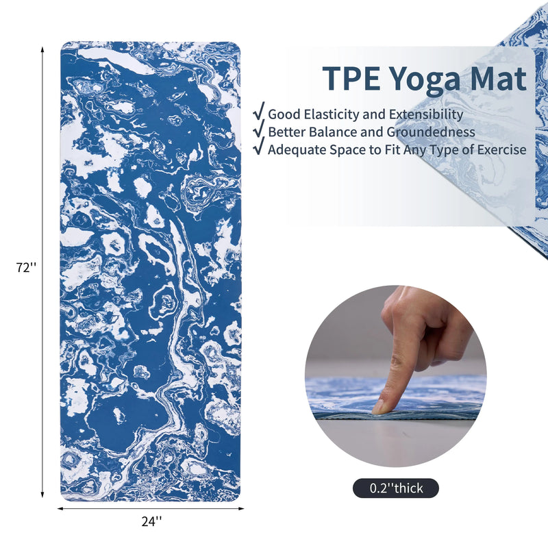 Yoga Mat, Exercise Yoga Mat Print with Non-Slip Design, Professional TPE Exericise Mat,Pilates Fitness and Floor Exercises - PrimeandBeauty