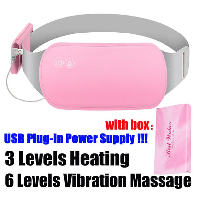 Electric Period Cramp Massager Vibrating Heating Belt for Menstrual Waist Stomach Abdominal Warm Palace Belt - PrimeandBeauty