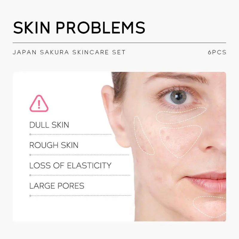 6pcs Sakura Skincare Set – Face Cream, Serum & Toner Collection