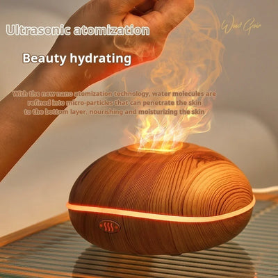 7 colores Fire Flame Wood grain aromatherapy machine humidifier Aroma Diffuser Air Ultrasonic Mist Maker Fogger Aroma - PrimeandBeauty