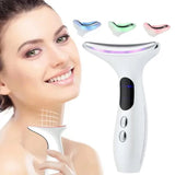 EMS LED Light Neck Face Massage 3 Colors Electric Vibration Hot Compress Skin Lift Tighten Smooth Firm Repair Skin Rejuvenation