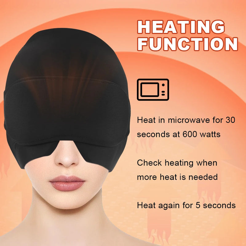 Gel Cold Hot Head Ice Cap Migraine Relief Hat Relief Migraine Ice Head Wrap Full Head Cold Compress Hat Head Heat Treatments Hat - PrimeandBeauty