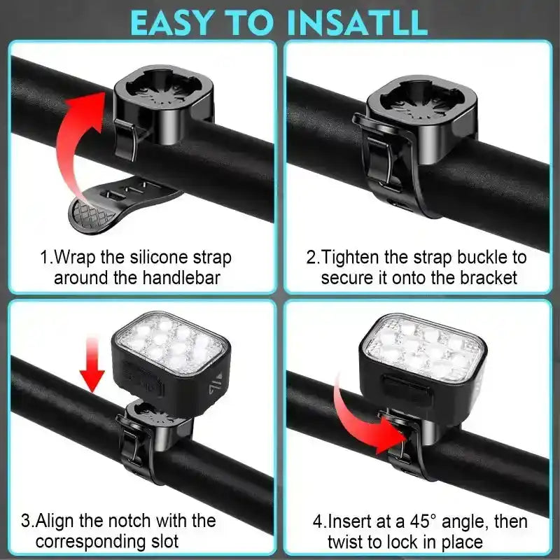 BUCKLOS Bicycle Rear Light Front Light 1100mAh LED COB Waterproof Bike Lamp USB Rechargeable Mtb Road Bike Taillights Bike Parts - PrimeandBeauty