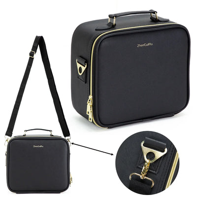 PU Leather Makeup Bag with Mirror 2024 New Leather Multi-Functional Women Cosmetic Case Large Capacity Water-resistant Bag - PrimeandBeauty