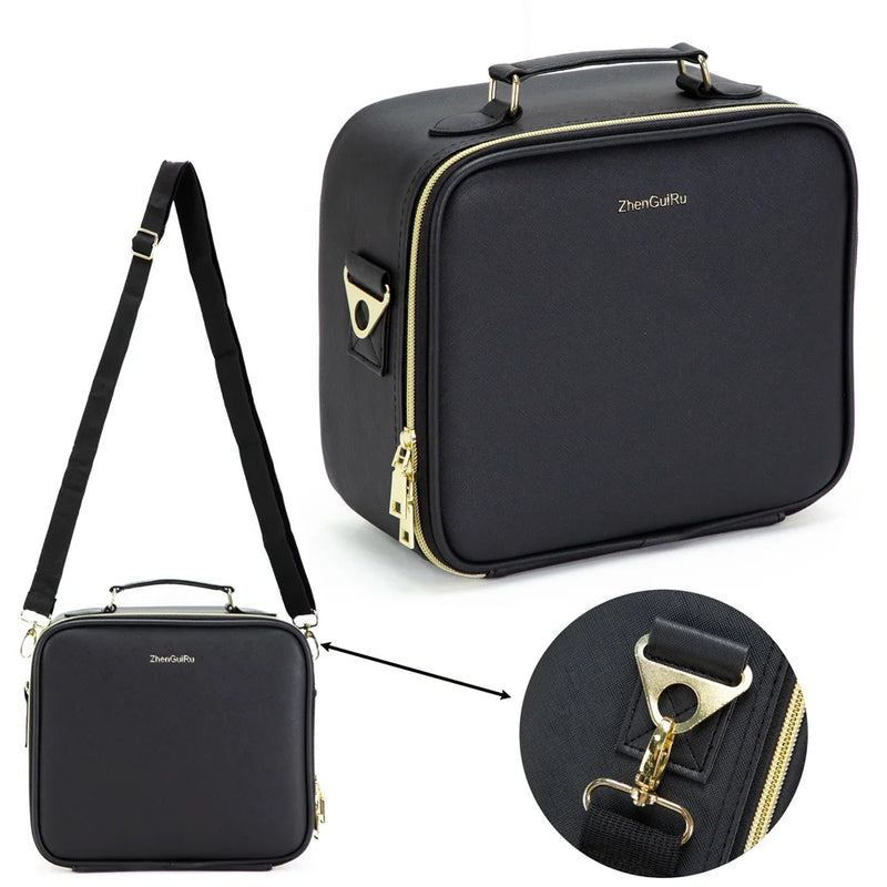 PU Leather Makeup Bag with Mirror 2024 New Leather Multi-Functional Women Cosmetic Case Large Capacity Water-resistant Bag - PrimeandBeauty