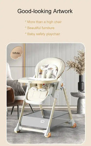 Multifunctional Foldable Baby High Chair Adjustable Height Feeding Chair Can Sit Can Lie Toddle Play Chair - PrimeandBeauty