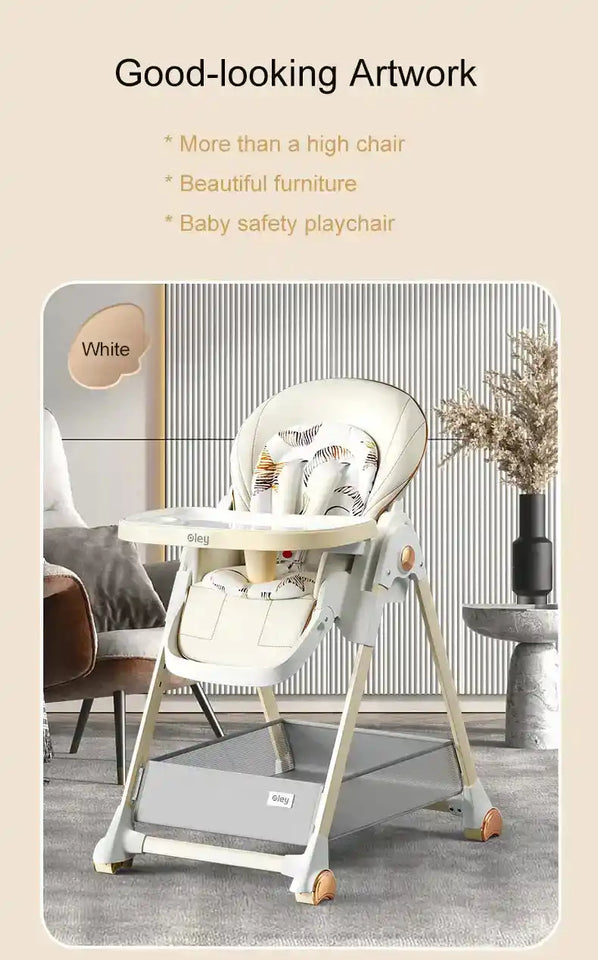 Multifunctional Foldable Baby High Chair Adjustable Height Feeding Chair Can Sit Can Lie Toddle Play Chair - PrimeandBeauty