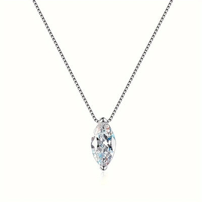 New 5*10mm 1CT Marquise Cut Moissanite Diamond Necklace for Women Certified 925 Sterling Silver Neck Chain Party Jewelry Gift - PrimeandBeauty