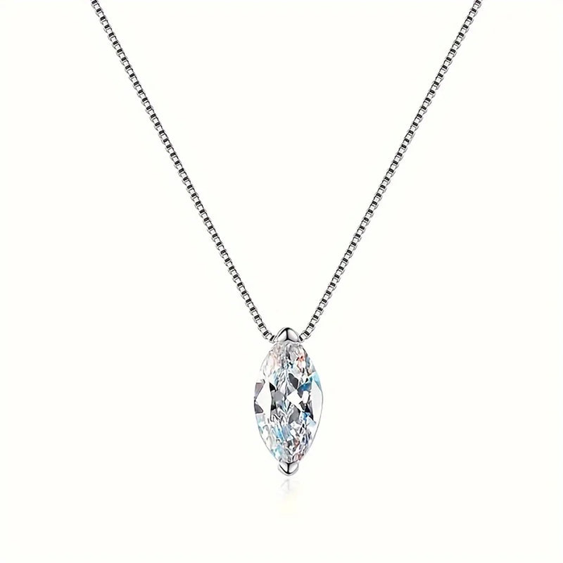 New 5*10mm 1CT Marquise Cut Moissanite Diamond Necklace for Women Certified 925 Sterling Silver Neck Chain Party Jewelry Gift - PrimeandBeauty