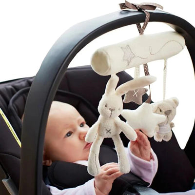 2024 New Hanging Bed Rabbit Baby Hand Bell Safety Seat Plush Toy Multifunctional Plush Toy Stroller Mobile Gifts - PrimeandBeauty