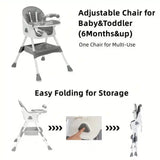 UBRAVOO Foldable Baby High Chair 6 Months Plus, with Large Antislip Pad & ToyRack, Easy to Clean Feeding , E500 - PrimeandBeauty