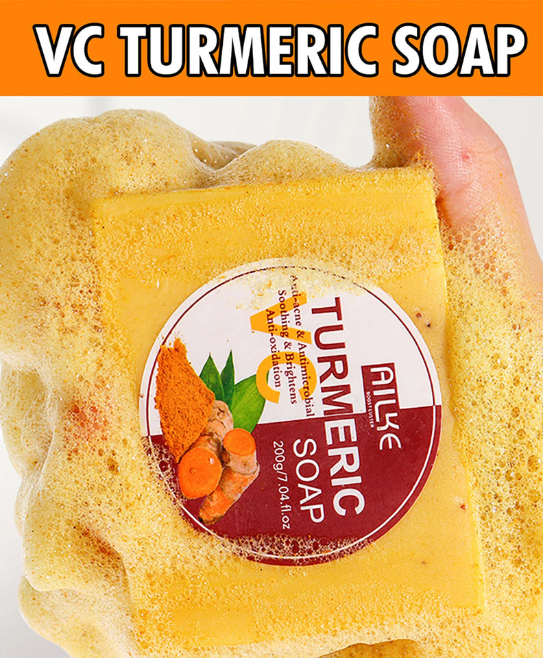 AILKE Natural Turmeric Bath Soap for Face & Body, Lightening, Cleanses Skin, Evens Tone, Reduce Spot, Radiant Skin, Oil Control - PrimeandBeauty