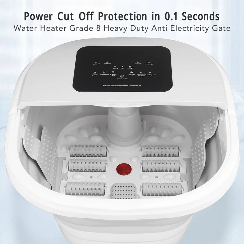 Foot Massager Spa Soaker Foot Soak Tub Smart Foldable 420W 8L Large Capacity Heating Foot Massager Spa Soaker with 8 Set Rollers - PrimeandBeauty