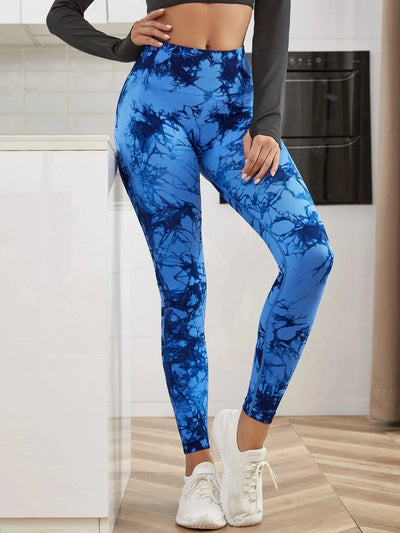 Women Leggings High Waist Tummy Control Yoga Pants Seamless Peach Hip-Lifting Sport Leggings for Fitness Royal Blue L - PrimeandBeauty