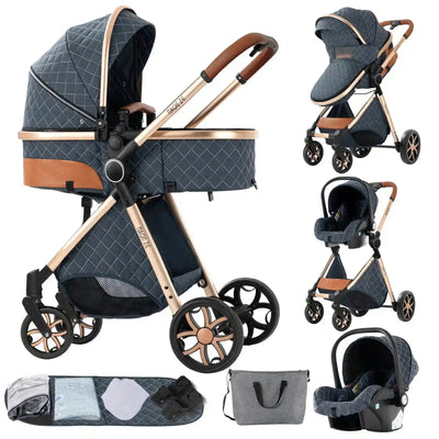 Baby Stroller 3‑in‑1 Travel System Pushchair Lightweight Pram from Birth All‑Terrain Baby Buggy Compact Fold Stroller Summer - PrimeandBeauty