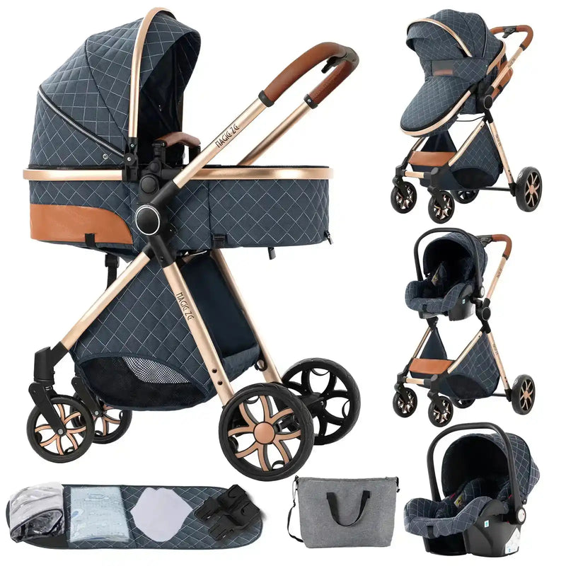 Baby Stroller 3‑in‑1 Travel System Pushchair Lightweight Pram from Birth All‑Terrain Baby Buggy Compact Fold Stroller Summer - PrimeandBeauty