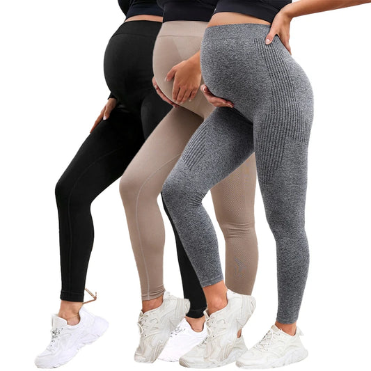 Elastic High Waist Maternity Leggings Skinny For Pregnant Women Belly Support Postpartum Leggins Body Shaper Fitness Trousers - PrimeandBeauty