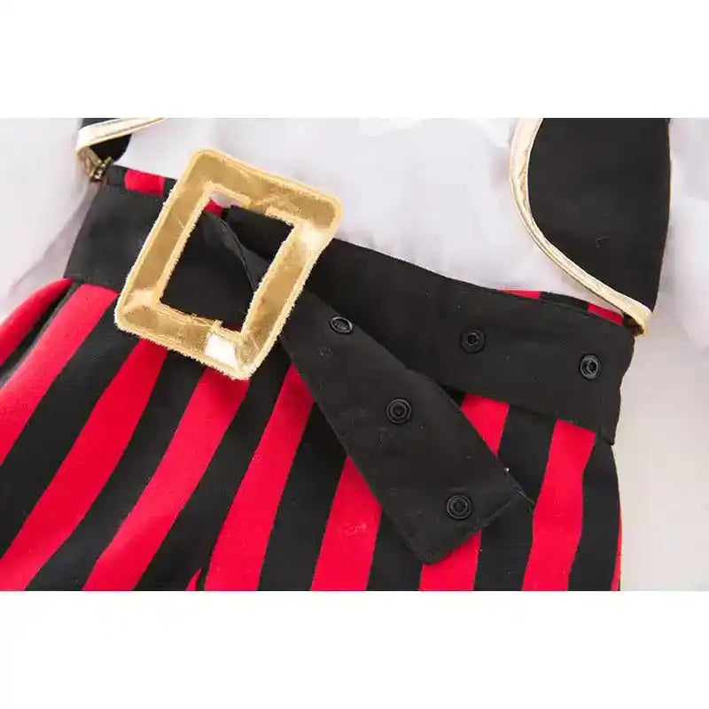 Baby Boys Girls Captain Pirate Costume Infant Toddler Romper Jumpsuit Umorden Halloween Purim Party Fancy Dress Red Stripe - PrimeandBeauty